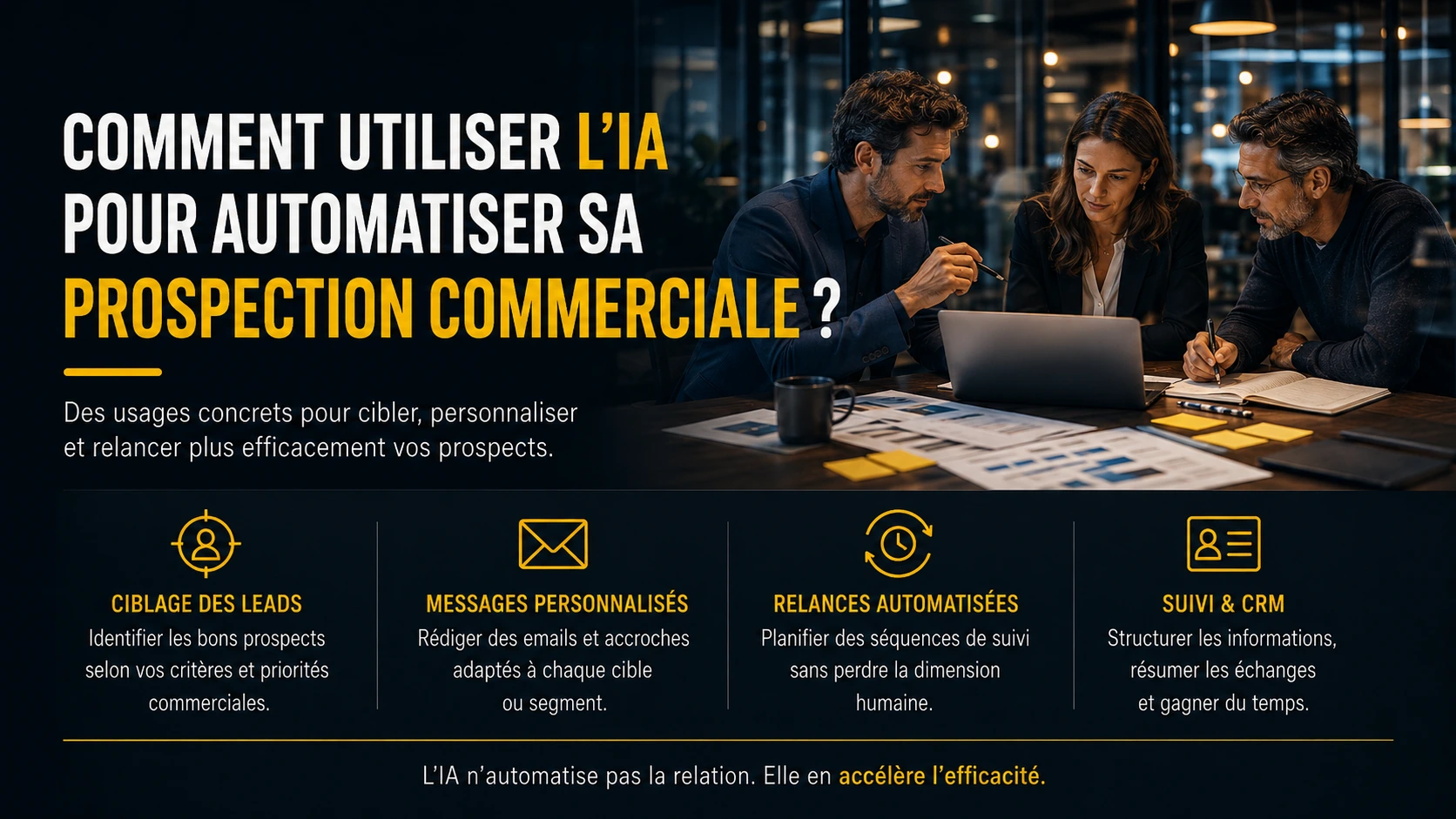 Illustration de l’article « Comment utiliser l’IA en entreprise pour automatiser sa prospection commerciale ? »