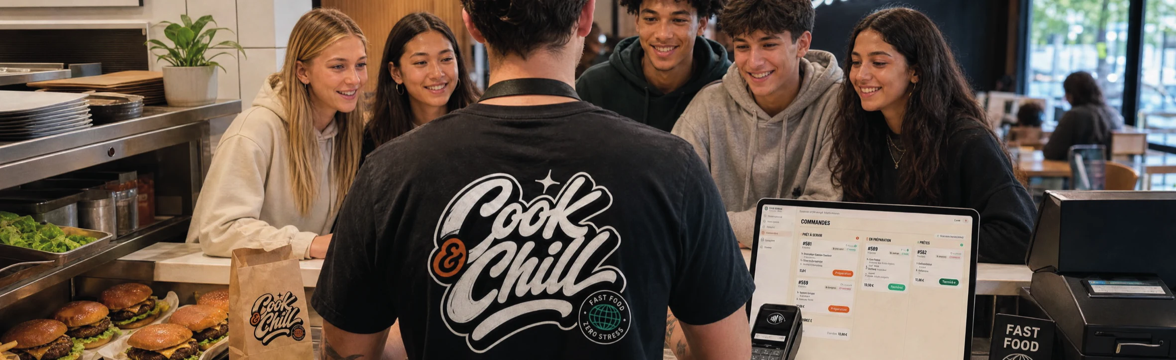 Cook&Chill : service au restaurant et écran de commandes
